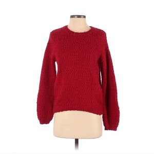 Yet Again Pullover Sweater: Red Print